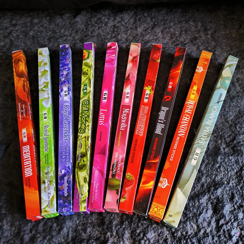 GR Natrual 10 Small Boxes Indian White Sage Incense Sticks Sandalwood OUDH Authentic Buddhism Supplies Bulk Sale Stick Incense