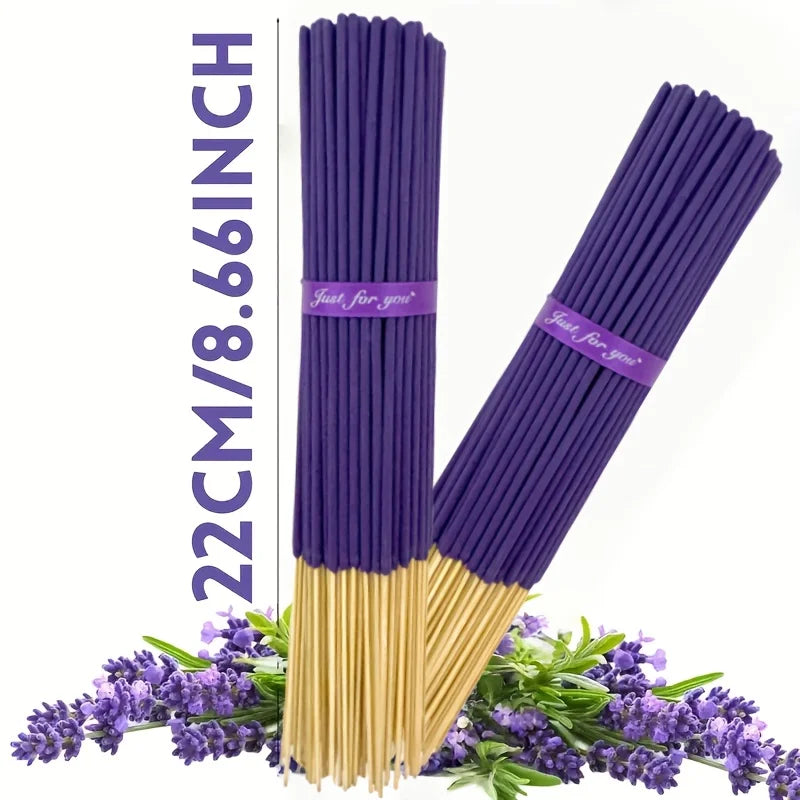 Lavender Premium Aromatherapy Incense Sticks, 8.66-Inch Long Bamboo Sticks, Burn Time of 30~40 Minutes, Light and Fresh Scent, Removes Odors, Long-Lasting Fragrance, Suitable for Home, Kitchen, and Restaurant Decoration