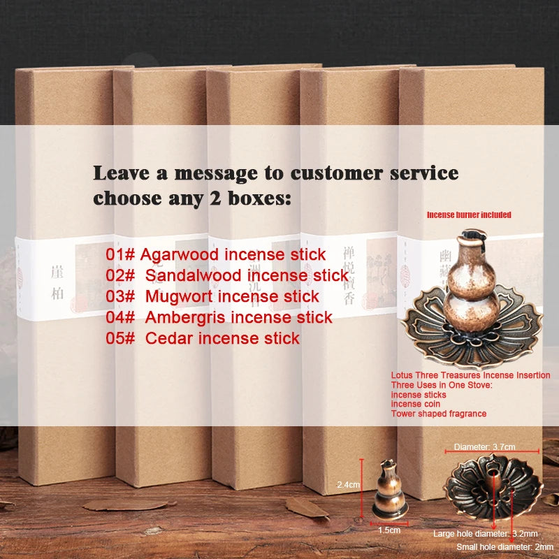 2 Boxes Ancient Method Natural Incense Stick, Agarwood Sandalwood, Incense Holder, Aid meditation Relax, Home Hotel, Custom Whol