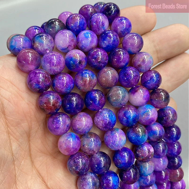 Natural Starry Sky Sugilite Round Loose Beads Diy Bracelet Accessories for Jewelry Making Supplies 15" Strand 6/8/10/12mm