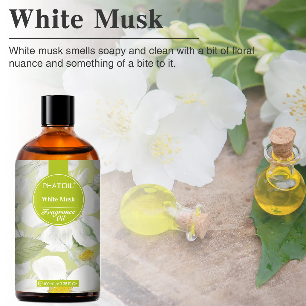 PHATOIL 100ml(3.38 Fl Oz) Fragrance Oil For Aromatherapy Diffuser-White Musk Bubble Gum Baby Powder Coffee Aroma Fragrance Oils