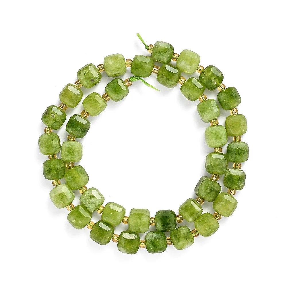 6/8/10mm Olivine Natural Stone Beads Square Loose Spacer Beads For DIY Jewelry Making Bracelets Necklaces Earrings Accessories
