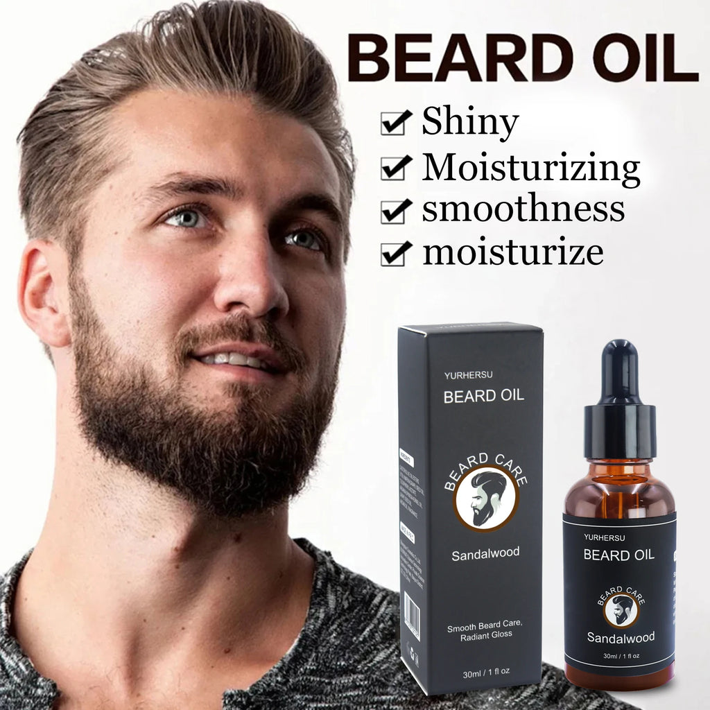 YURHERSU 30ml New Facial Hair and Beard Growth Oil Is Suitable for Men's Thick, Soft, Smooth, Nutritious Beard Oil Beard Care