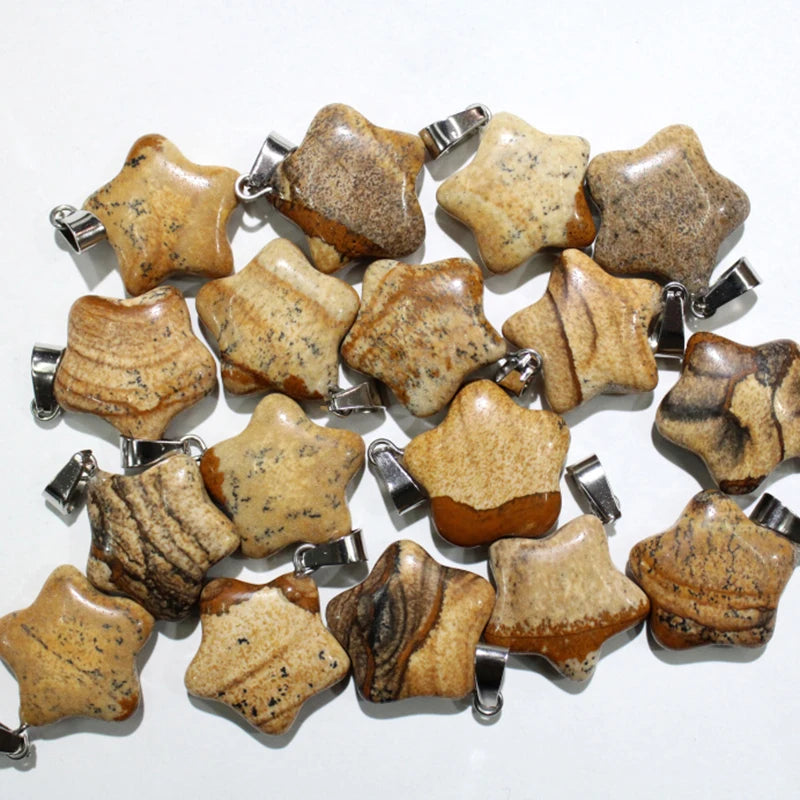 Wholesale 12pcs Good Quality Mixed Color Natural Stone Star Charm Pendant for Jewelry Making Bracelets Earring Pendants Charms