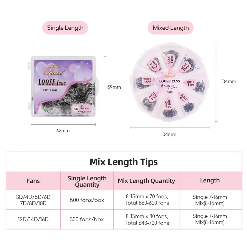 Pointy Base Premade Fans Lashes 10D-40D