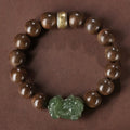 Authentic Brunei Agarwood Submerged Grade Men's Buddhist Bead Bracelet Hetian Jade Pixiu Sandalwood Prayer Gifts