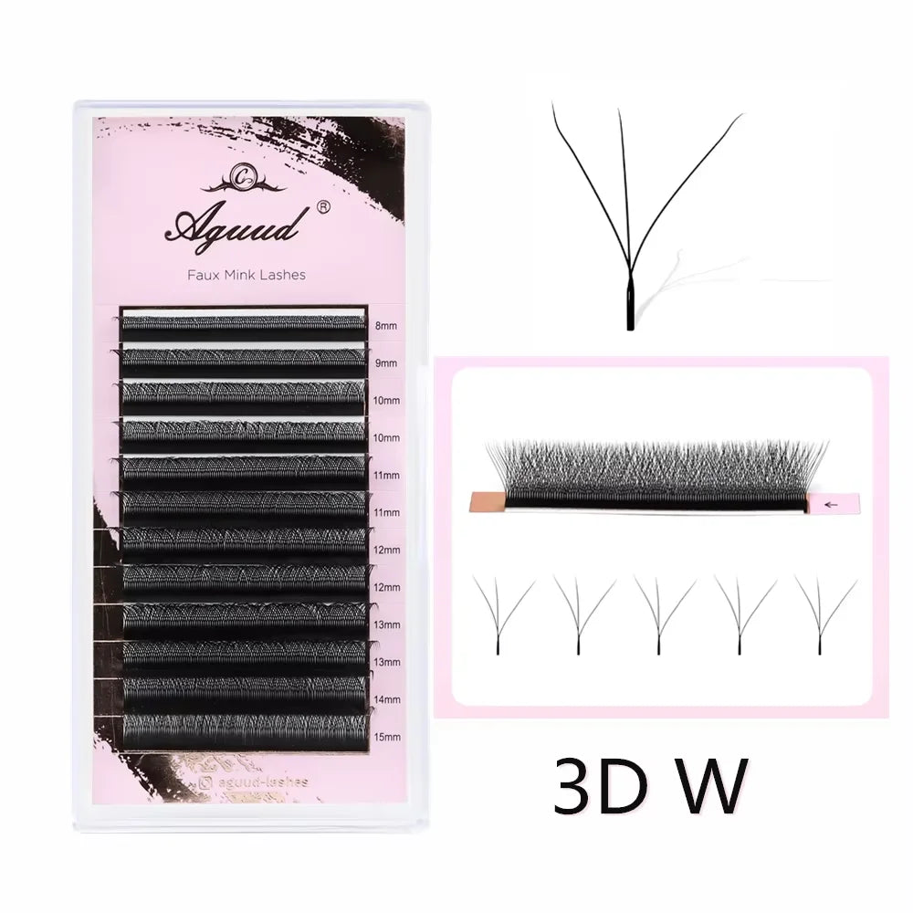 AGUUD 2D Y Lashes Extension Premade Voume Fans Faux Mink Eyelashes Premium Mesh Net Cross Lash Single Tips 2D Y Shaped Eyelashes