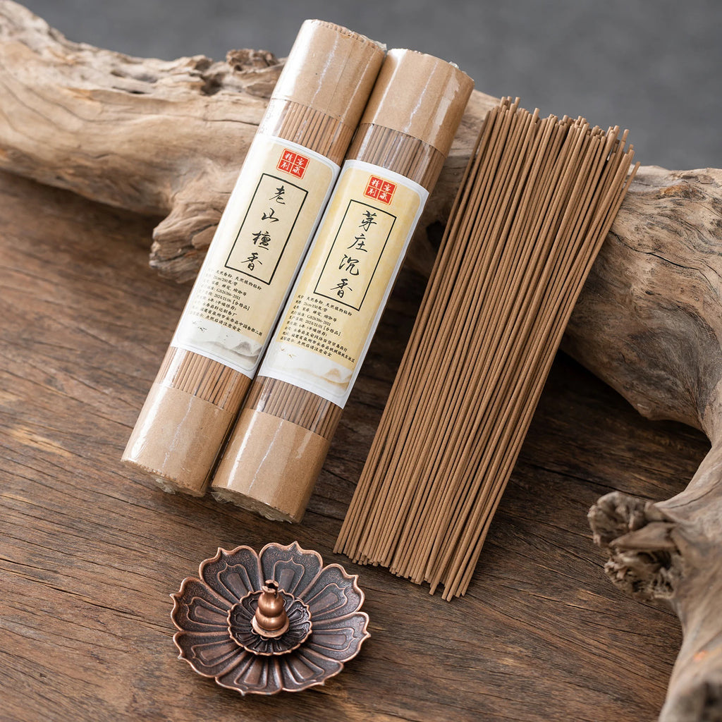 300/600Pcs Natural Sandalwood and Agarwood Incense Sticks, Long-Lasting Fragrance, Strong-Scented Incense with Natural Aroma, Suitable for Living Room, Bedroom, Study, Tea Room, Garden, Yoga, Meditation, and Includes a Burning Stand as a Gift