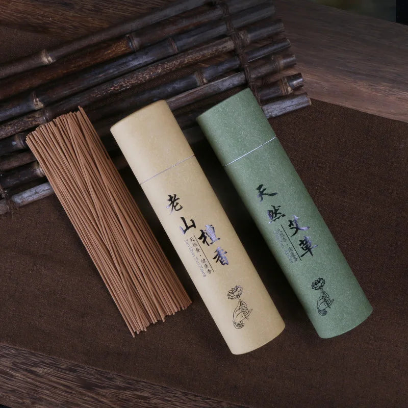 200g Natural Sandalwood Agarwood Incense Sticks, Cypress Mugwort Long-Lasting Herbal Scent for Home, Yoga, Meditation Relaxation