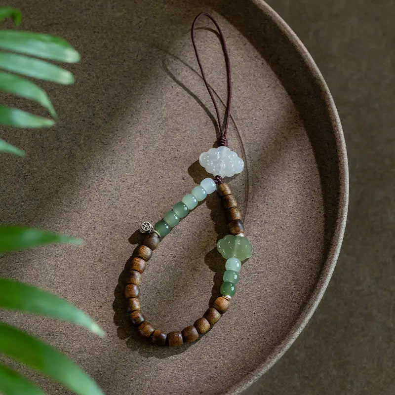 Agarwood Jade Pendant Keychain for Men Women
