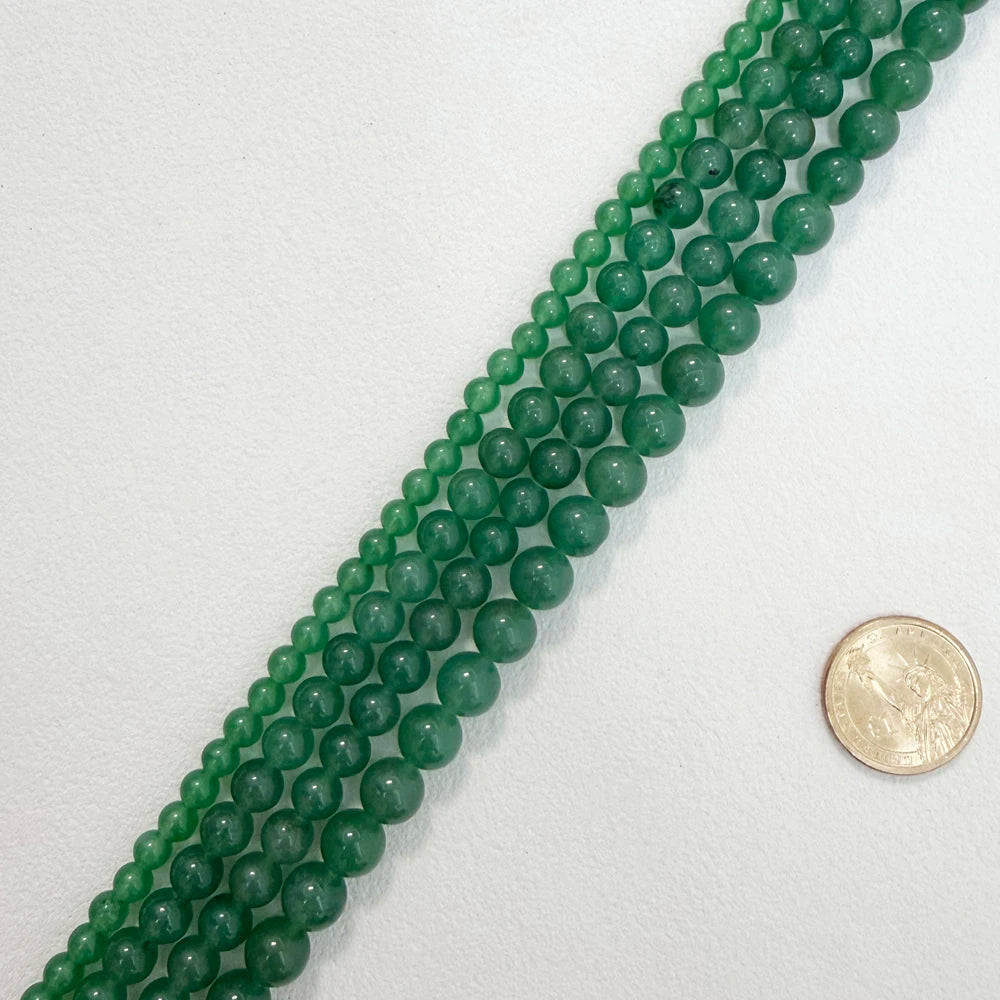 Natural Stone Green Aventurine Round Loose Beads 15" Strand 4 6 8 10 12 14MM Pick Size For Jewelry Making AB15