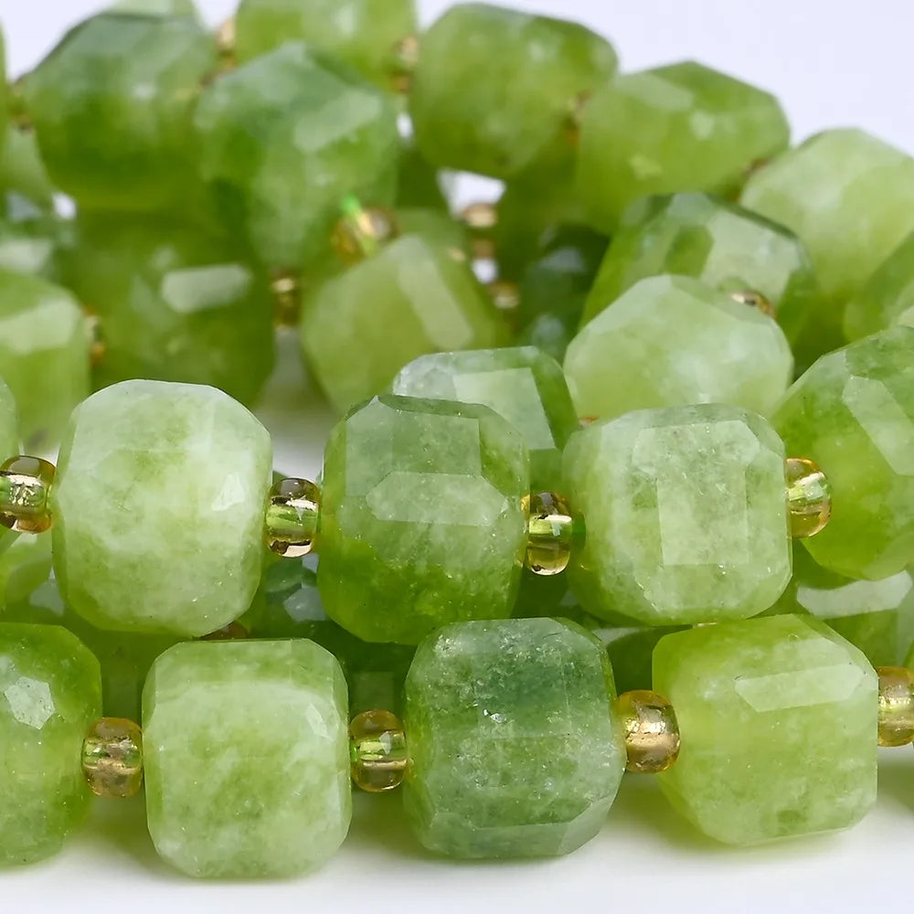 6/8/10mm Olivine Natural Stone Beads Square Loose Spacer Beads For DIY Jewelry Making Bracelets Necklaces Earrings Accessories