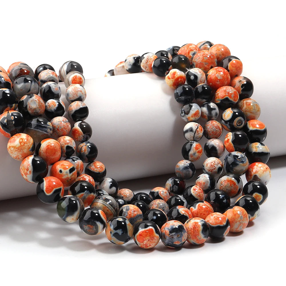 6 8 10mm Natural Stone Orange Fire Agate Beads Round Loose Spacer Beads For Jewelry Making DIY Bracelets Necklace Accessories