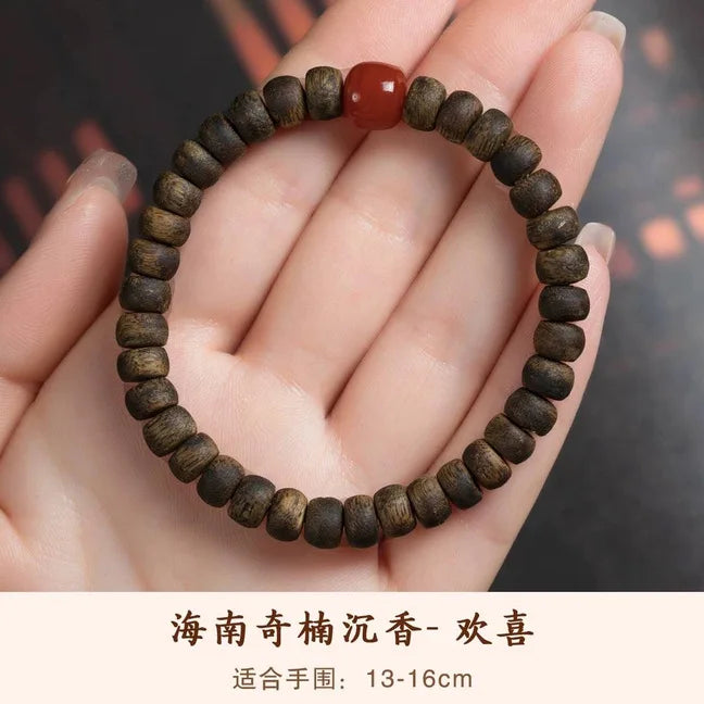 Natural Yingge Qi Nan Agarwood Bracelet Straight Cut Buddhist Bead Bracelet for Men and Women Valentine's Day Gifts