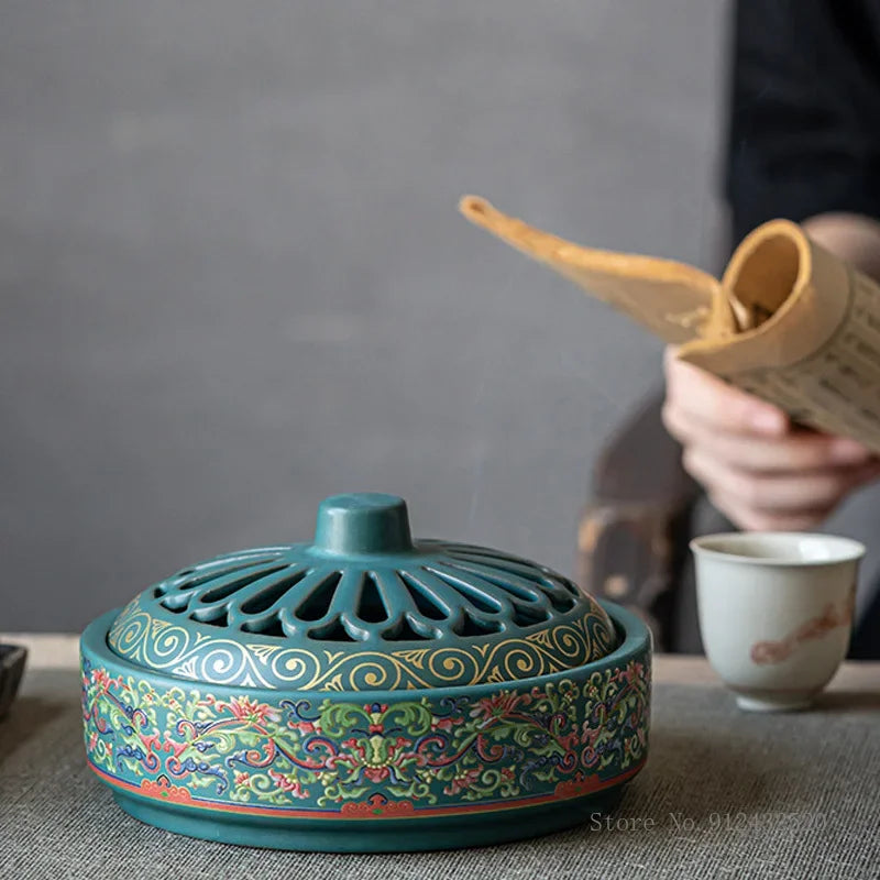 Ceramic Plate Incense Burner, Soothing Sandalwood Agarwood Wormwood, Home Indoor Living Room Decor, Incense Burner Ornament, 1Pc