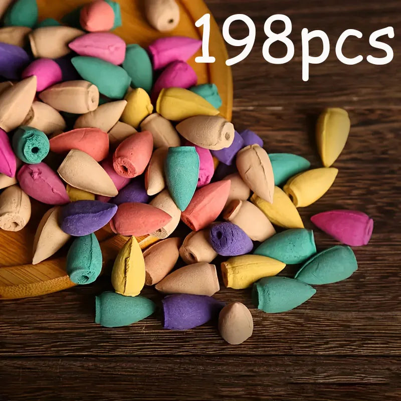 98/198/297 Pieces of Natural Backflow Incense Cones | 9 Types of Natural Fragrance |   Cleanse the Body and Mind |   Suitable for Meditation, Relaxation, and Holiday Gifts |   Simple and Elegant Packaging |   Multi-Scent Set