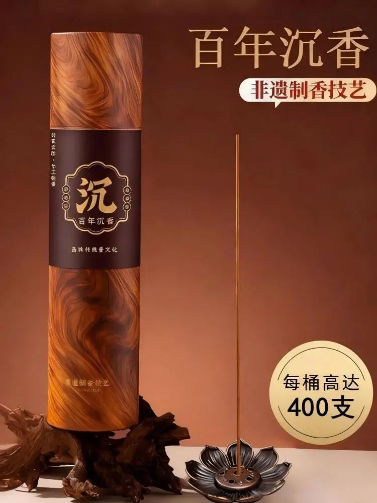 400Pcs Large Tube Agarwood Incense Sticks with Free Incense Holder Long Lasting Scent for Meditation Yoga Calm Mood