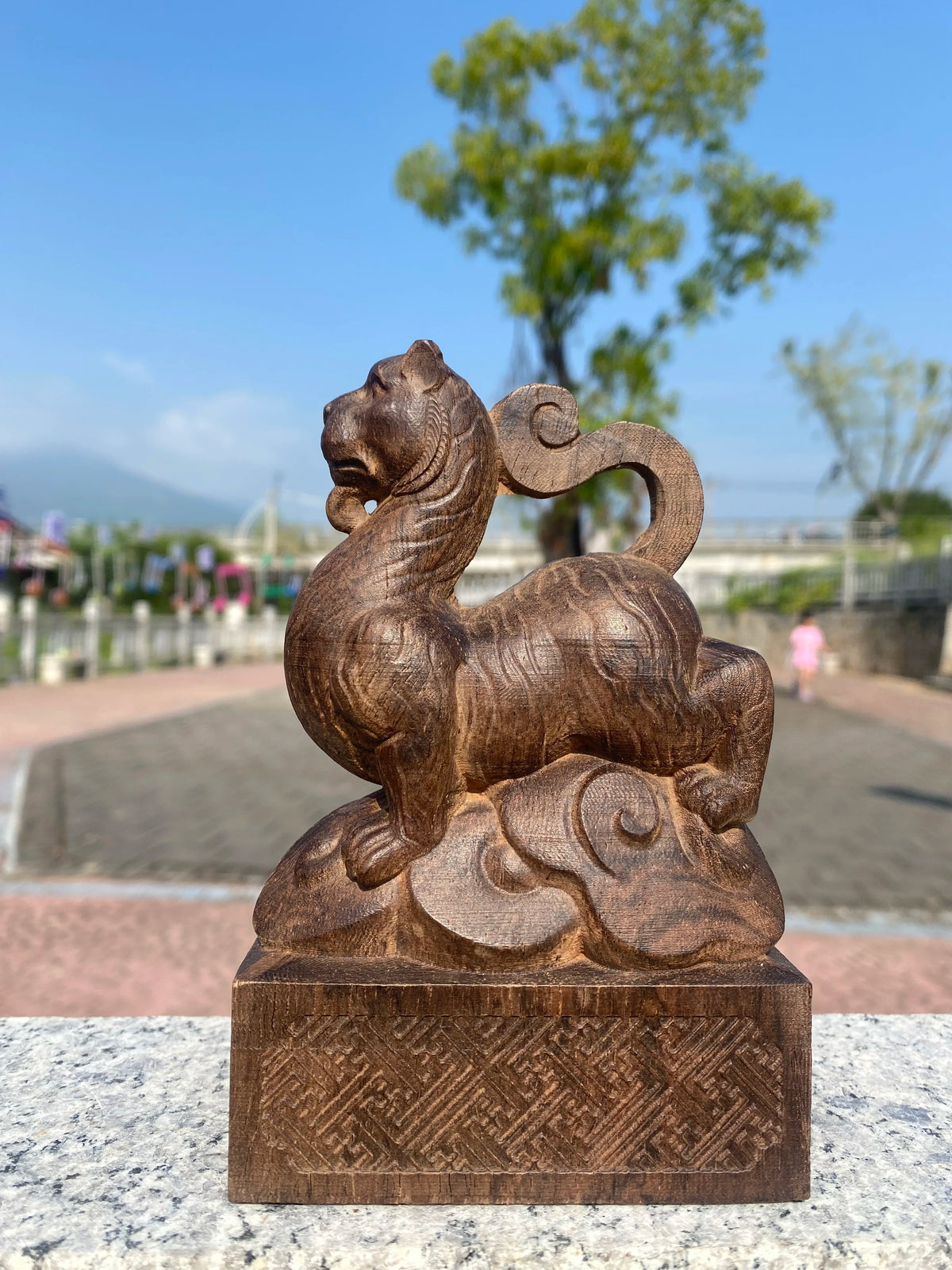 Hand-Carved Agarwood Four Holy Beasts Statue 5.5 Feng Shui Decor