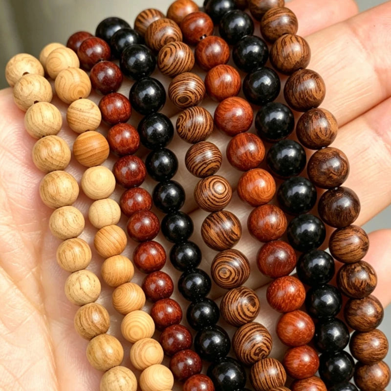 Natural Wood Bead Gold Silk Sandalwood Round Buddha Bead Pick Size For Jewelry Making Diy Necklace Bracelet Accessory 6 8 10mm