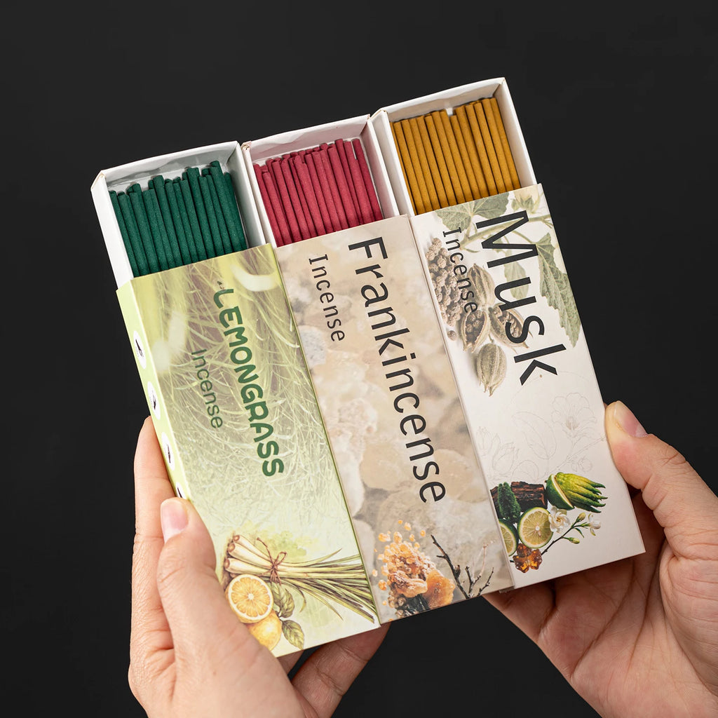 1 Box Contains 35 Incense Sticks, 9 Different Scents: Frankincense, Lavender, Lemongrass, White Musk, Sage, Pine Cone, Vanilla, Sacred Wood, Thick Incense Sticks, Suitable as a Long-Lasting Fragrance Gift for the Home