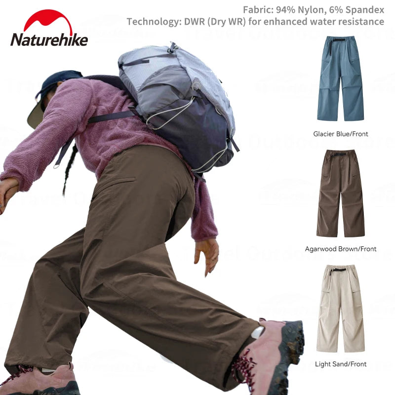 Naturehike Women's Waterproof Cargo Pants High-Stretch Wide Leg Quick-Dry Trekking Trousers Outdoor Hiking Paratrooper Pants