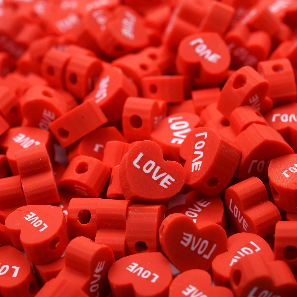 30/50/100pcs Red Envelope Love Spacer Clay Beads Sweet Heart Polymer Clay Beads For Jewelry Making DIY Craft Ornament Supplies