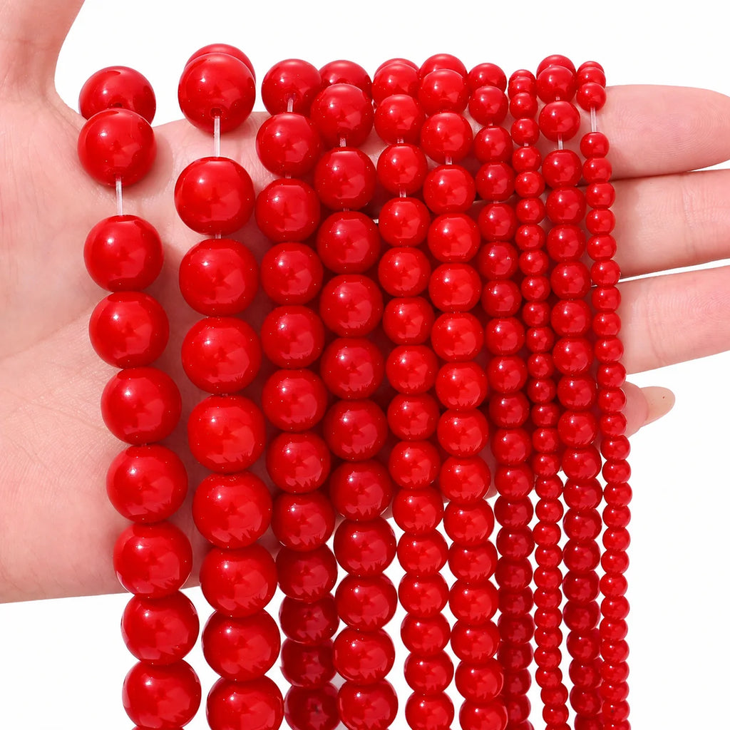 Wholesale Red Coral Natural Stone Beads Round Loose Spacer Beads For DIY Charm Jewelry Making Bracelets 4/6/8/10/12mm 15in