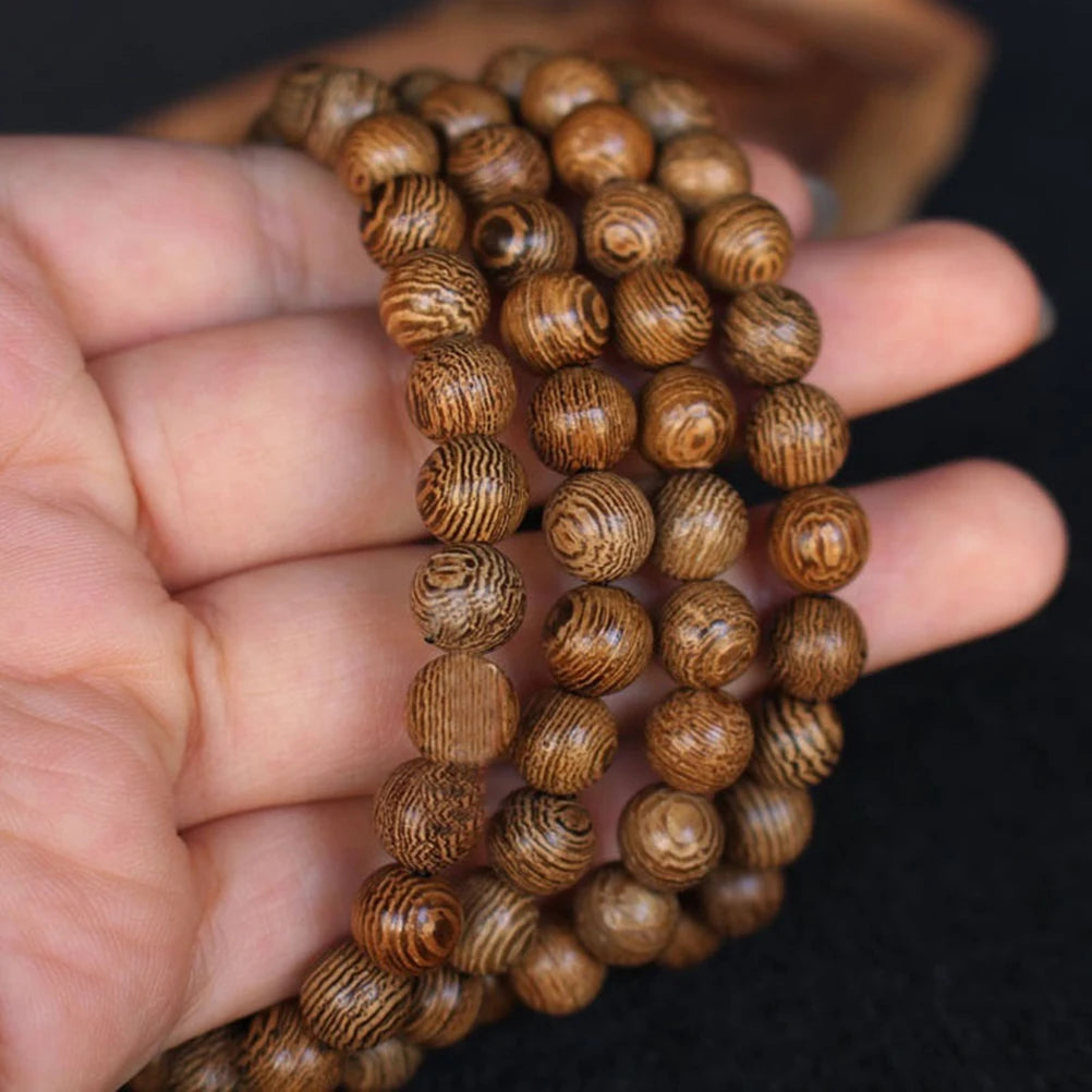 6/8mm Natural Sandalwood Bracelet Men Buddhist Buddha Meditation Bead Bracelet For Women Prayer 108 Beads Rosary Hanging Decorat