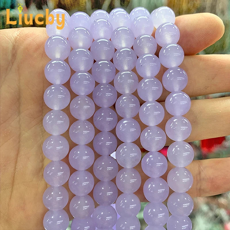 Lavender Chalcedony Beads 10mm DIY Jewelry Making