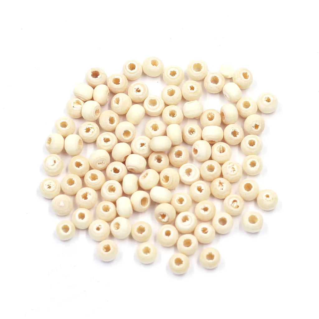 900Pcs Wood Spacer Beads Loose Seed Wooden Tiny Round Cute Natural Color For Charms Necklaces 4mm