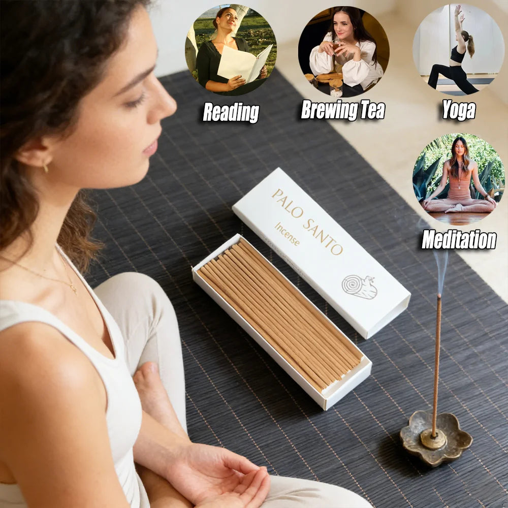 Palosanto Premium Boxed Incense Sticks, 12cm Long Natural Incense Sticks Made from Natural Sacred Wood Powder, with a Strong and Long-Lasting Fragrance, Invigorating and Refreshing, Purifying the Air, Suitable for Home, Office, Hotels, Clubs, and an Ideal