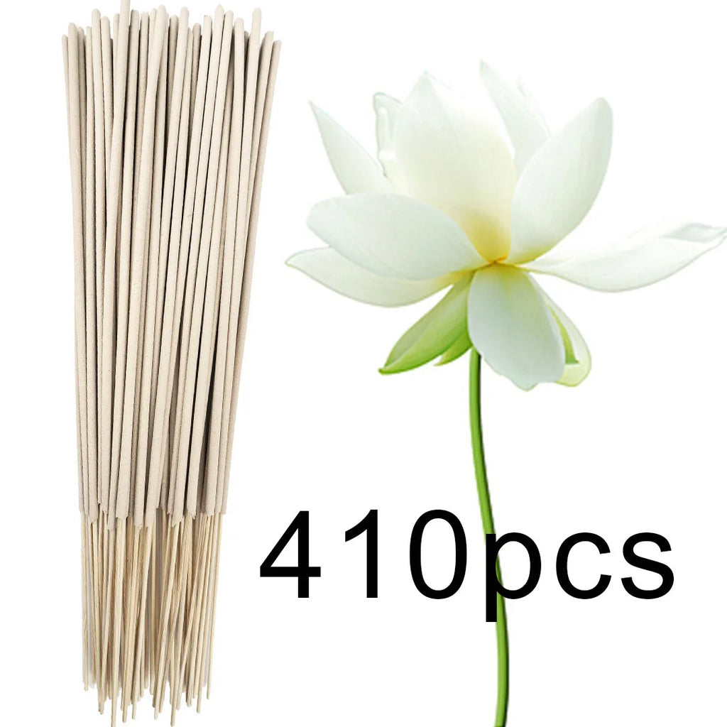 High-Quality Off-White 8.7-Inch White Lotus Incense Sticks, Made from Natural Materials, with a Lotus Scent. White Lotus Symbolizes Holiness, Divinity, and Cleanliness Essential Bamboo Stick Incense for Home