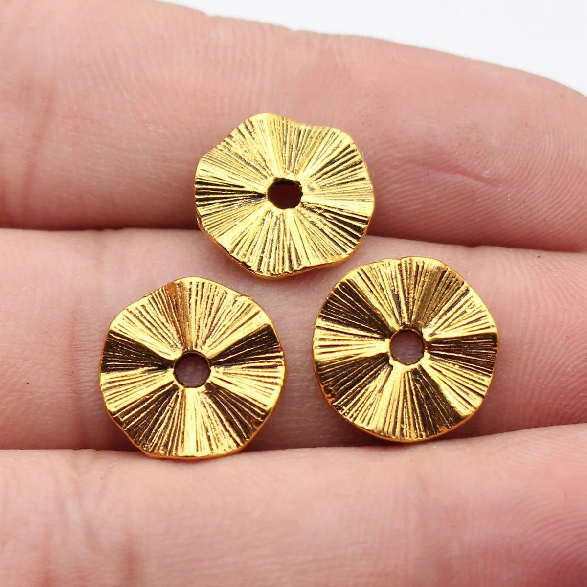 40pcs 10x10x2mm/14x14x2.2mm 4 Colors Imitation Brushed Texture Wave Spacer Beads Jewelry Materials Supplies