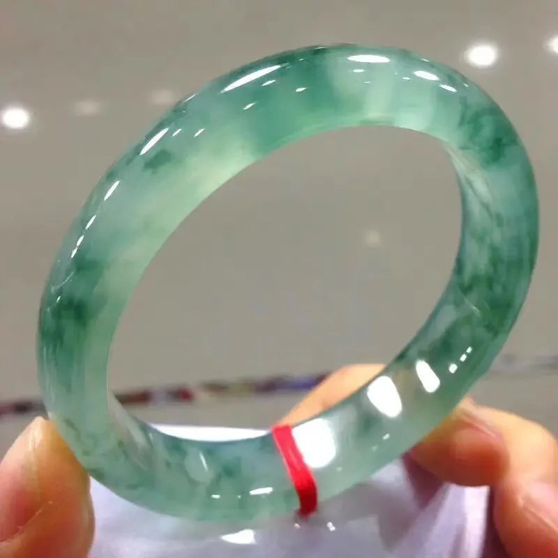 Light Green Jade Bracelet Fashion Accessories Jadeite Natural Charm Jewelry Women Men Handcarved Round Bangle Hand Ring