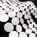 Natural White Shells Freshwater Bead Mother Of Pearl Round Flat Shell Loose Bead For Jewelry Making DIY Bracelet Necklace 6-30mm