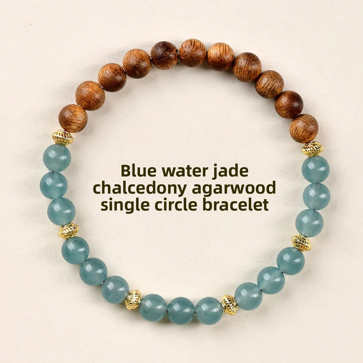 Blue Water Jade Agarwood Buddhist Bracelet for Women