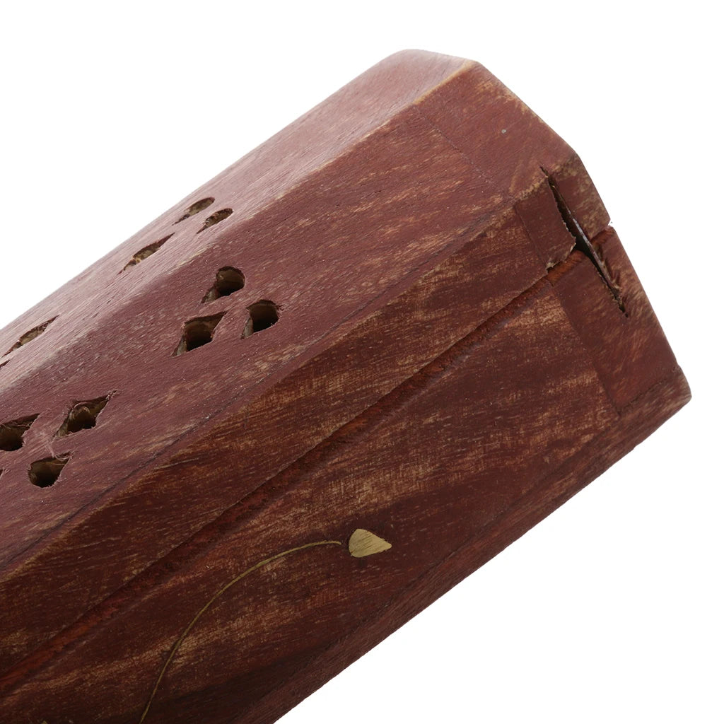 Wooden Incense Holder Insence Insense Burner Ash Catcher Traditional Hollow Out Incense Stick & Cone Ash Holder Storage