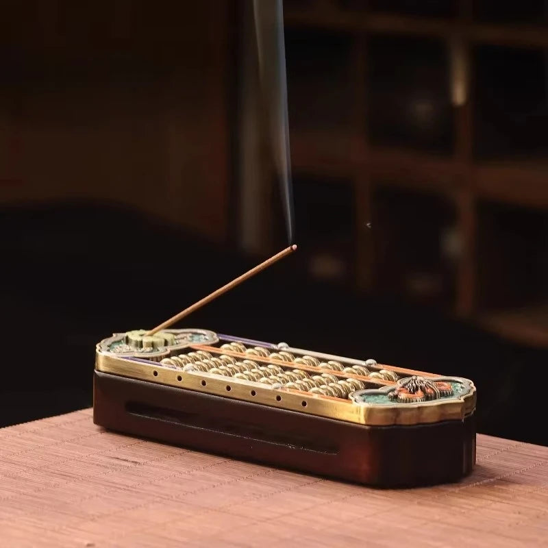 Chinese-style Wood Incense Box & Incense Burner, Household Indoor Decor for Agarwood and Sandalwood, Religious Desktop Ornament