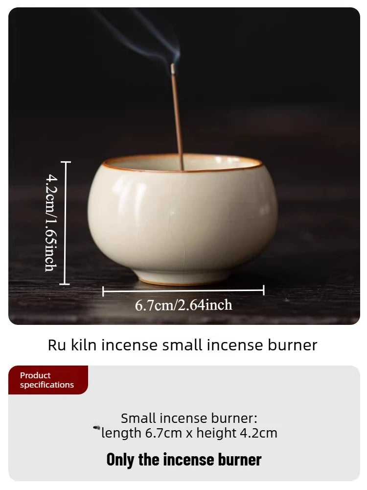 Chinese Style Ru Ware Lotus Incense Holder Desktop Sandalwood Censer Home Indoor Aromatherapy Ornament for Meditation