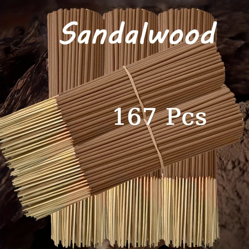 16/41/77/107/167Pcs, Sandalwood Incense Sticks, 22.0cm , Suitable for Yoga and Meditation, Purifies the Mind, Eliminates Negative Energy, Ideal for Hotels and Parties, Travel-Friendly, Meditation Aid |   Sandalwood Scent