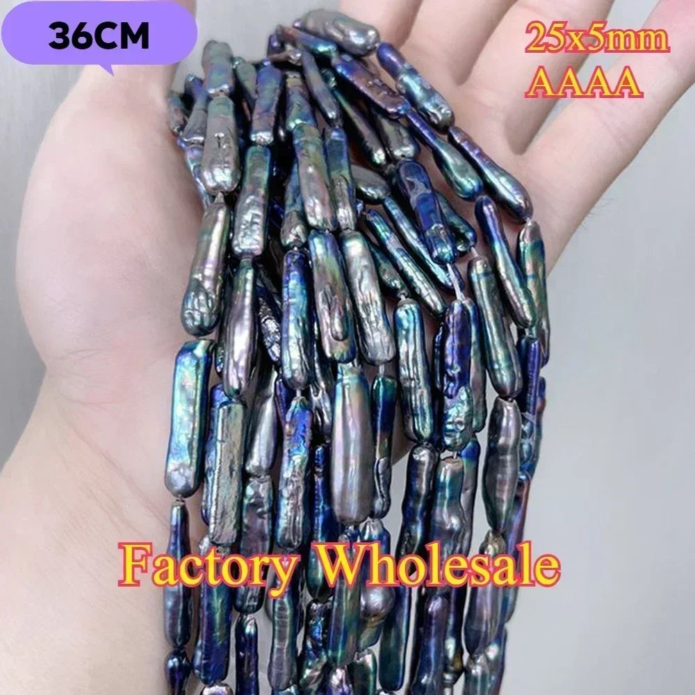 25x5mmAA Exquisite Baroque Strip Bead Factory Wholesale Natural Freshwater Purple Pearl Jewelry Make DIY Necklace Bracelet Women