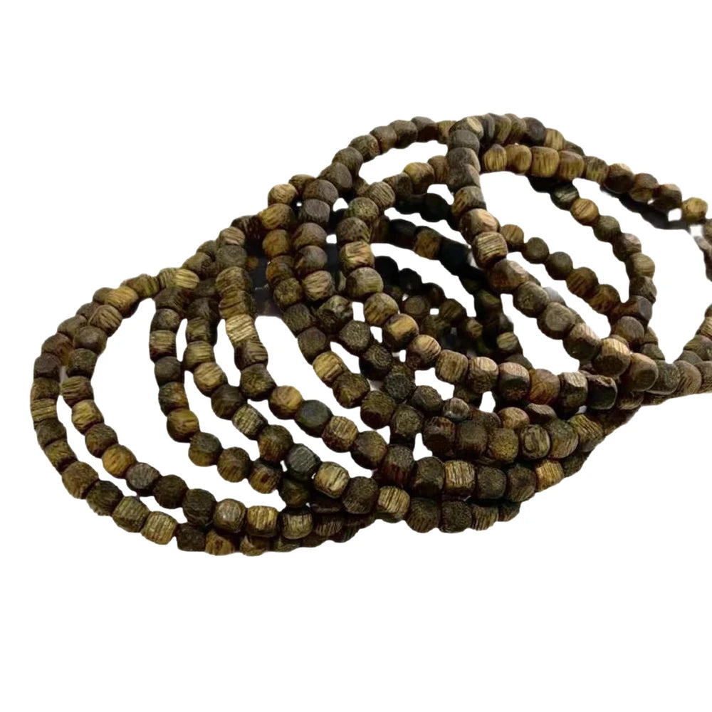 5mm Green Kyara Agarwood Square Bead Bracelet