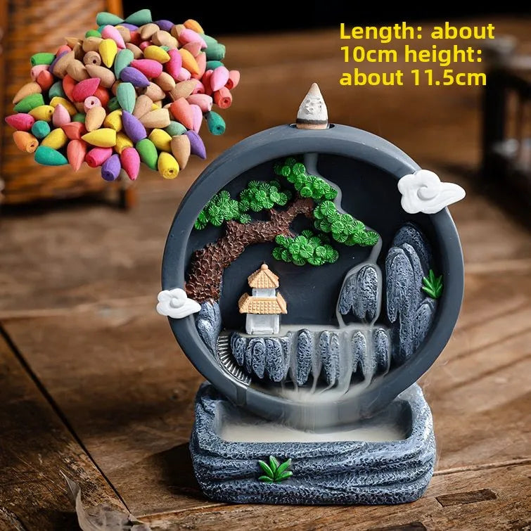 Creative Backflow Incense Tower Ornament, Indoor Bedroom Coil Incense, Household Agarwood Incense, Deodorization & Odor Removal