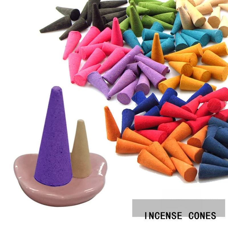 Natural Small or Plus Incense Cones Fragrant Sandalwood Jasmine Lavender Tower Spices Cones Indian Bulk Incenses Aromatherapy