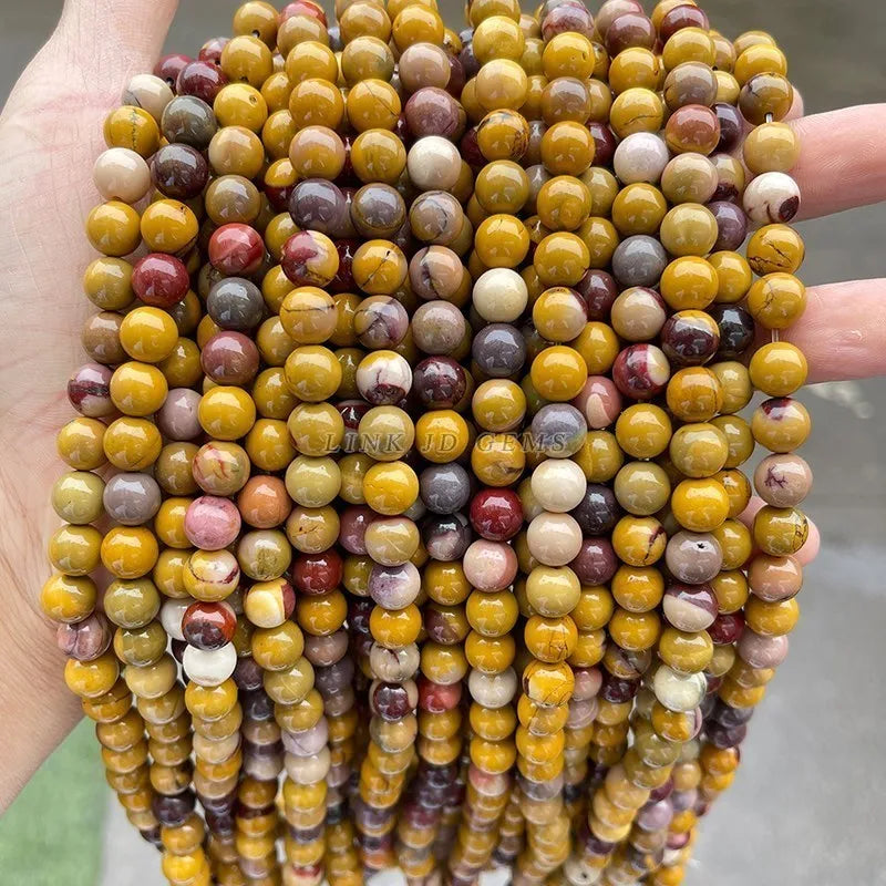 Natural Red Yellow Mookaite Stone Beads Round Loose Spacer Beads For Jewelry Making DIY Bracelet Accessories 4 6 8 10 12mm