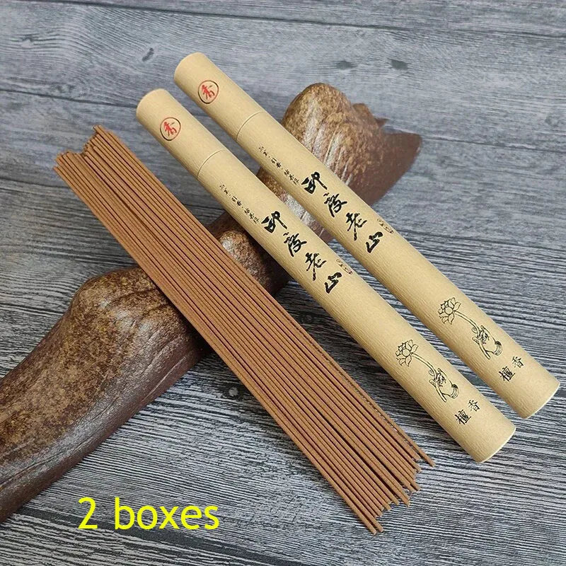 2Box Natural Sandalwood Incense Sticks 40pcs/box Sleeping Aiding Tranquilize Mind Refreshing Scents for Home Office Bedroom