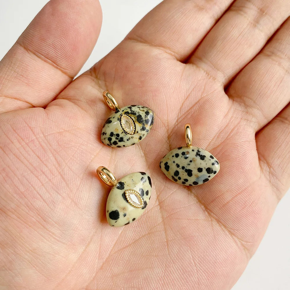 1PC Natural Stone Evil Eye Pendant Tiger Eye Rose Quartz Obsidian Lapis Lazuli Charm For Jewelry Making DIY Necklace Accessories