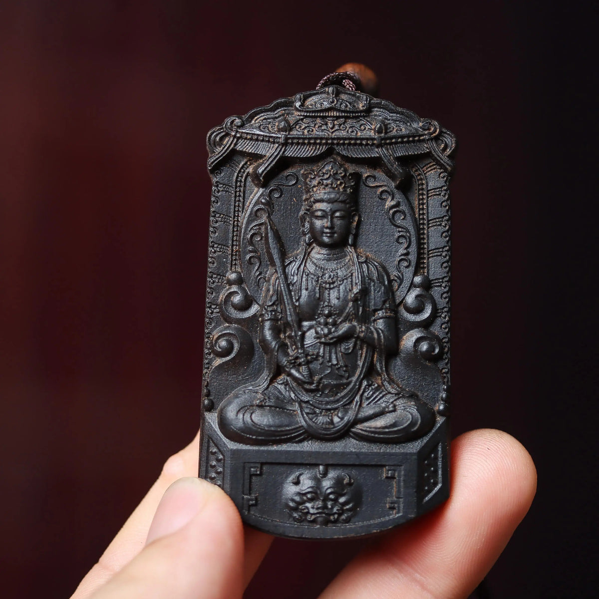 Wooden Zodiac Buddha Pendant Vintage Style