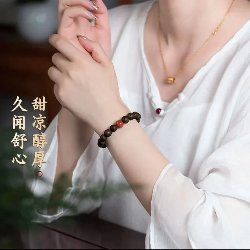 Natural Vietnam Nha Trang Qi Nan Agarwood 8mm Sinking Beads Bracelet for Men Wooden Wenwan Buddhist Mala Handmade Premium Gift
