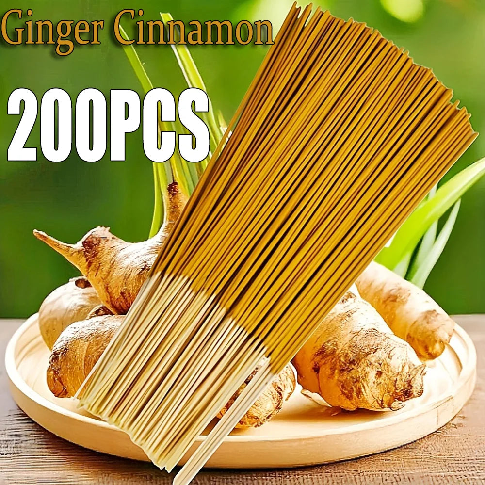 Ginger and Cinnamon Flavored Premium Aromatherapy Incense Sticks, 8.66-Inch Long Bamboo Sticks, Burn Time of 30~40 Minutes, Light and Fresh Scent, Removes Odors, Long-Lasting Fragrance, Suitable for Home, Kitchen, and Restaurant Decoration
